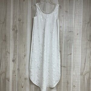 VTG AVON Nightgown Sleeveless Long White Lace Floral Pattern S